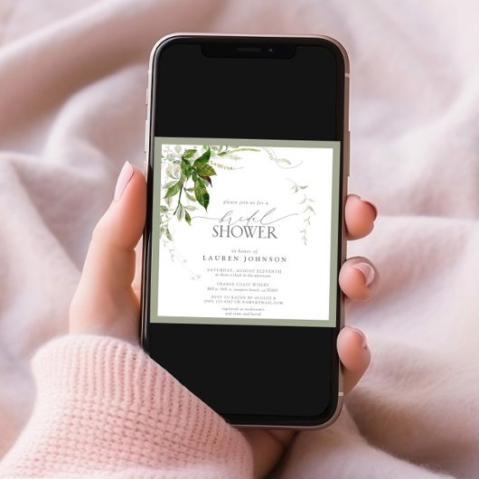 Elegantes Emerald Green Watercolor-Brautparty Einladung