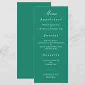 Elegantes Emerald Green Wedding Menu Menükarte (Vorne/Hinten)