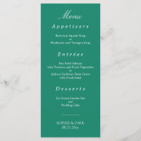 Elegantes Emerald Green Wedding Menu