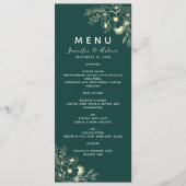 Elegantes Emerald Green Wedding Menu Menükarte (Vorderseite)