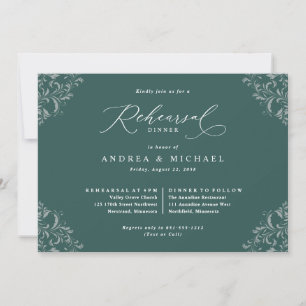 Elegantes Emerald Green Wedding Probe Dinner Einladung