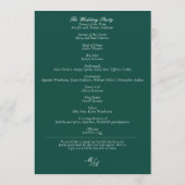 Elegantes Emerald Green Wedding Program Programm (Rückseite)