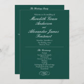 Elegantes Emerald Green Wedding Program Programm (Vorne/Hinten)