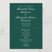 Elegantes Emerald Green Wedding Program Programm (Vorderseite)