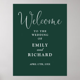 Elegantes Emerald Green Wedding Welcome Sign Poster