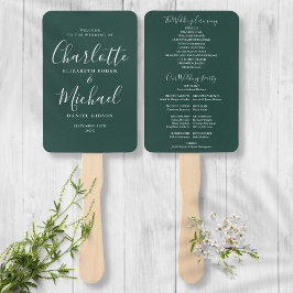 Elegantes Emerald Modern Script Wedding Program Fächer