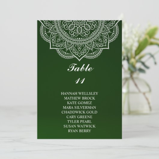 Elegantes Emerald Paisley Seating Chart Einladung (Stehend Vorderseite)