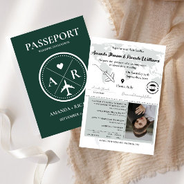 Elegantes Emerald Passport Foto Einladung zur Hoch