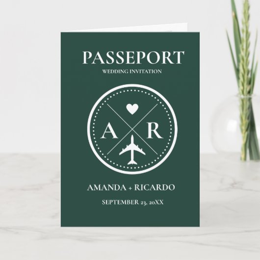 Elegantes Emerald Passport Foto Einladung zur Hoch (Vorderseite)