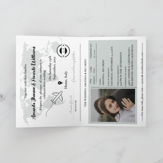 Elegantes Emerald Passport Foto Einladung zur Hoch (Innenseite)