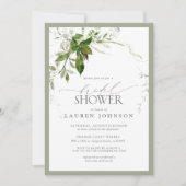 Elegantes Emerald & Taupe Wasserfarbe Brautparty Einladung (Vorderseite)