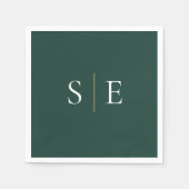 Elegantes Emerald und Gold Monogram Minimalistisch Serviette (Vorderseite)