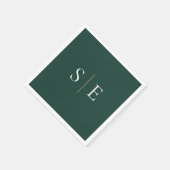 Elegantes Emerald und Gold Monogram Minimalistisch Serviette (Ecke)