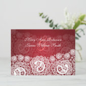 Elegantes Empfangs-Stern-Paisley-Spitze-Rot Einladung (Stehend Vorderseite)