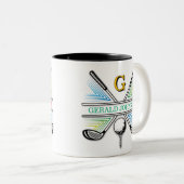 Elegantes energetisches Golf Monogram Design Zweifarbige Tasse (VorderseiteRechts)