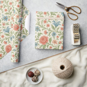 Elegantes englisches Shabby Chic Blumenmuster Geschenkpapier