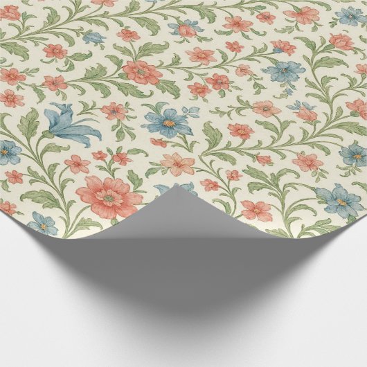 Elegantes englisches Shabby Chic Blumenmuster Geschenkpapier (Ecke)