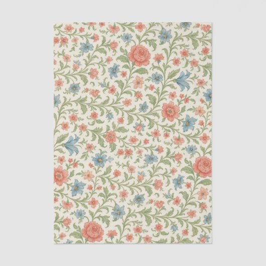 Elegantes englisches Shabby Chic Blumenmuster Seidenpapier (Vorderseite)