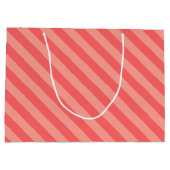 Elegantes Erdbeer-Pink gestreiftes Muster Große Geschenktüte (Rückseite)