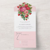 Elegantes Erdbeeren und Peonies Brautparty UAwg All In One Einladung (Innen Boden)