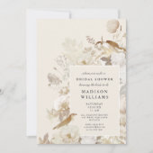 Elegantes, erdgrünes Creme-Brautparty Einladung (Vorderseite)