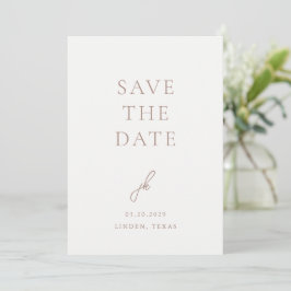 Elegantes erdige neutrales Skript-Monogramm-Hochze Save The Date