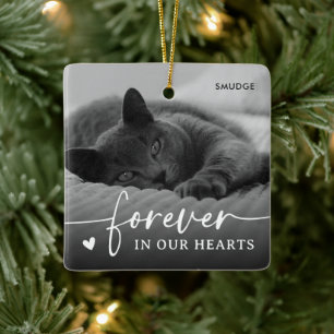 Elegantes Erinnerungsfoto für Haustierkatzen Keramikornament