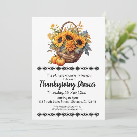 Elegantes Erntedank Einladung (Stehend Vorderseite)