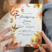 Elegantes Erntedank mit Herbstfarben und Blumen Einladung