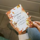 Elegantes Erntedank mit Herbstfarben und Blumen Einladung