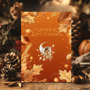 Elegantes Erntedankfest mit Füllhorn und Herbst Einladung