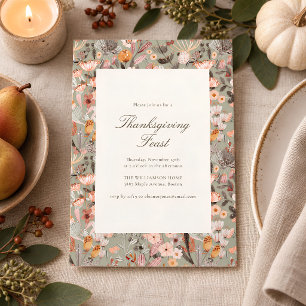 Elegantes Erntedankfest mit Herbst-Wildblumen-Schr Einladung