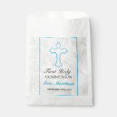 Elegantes erstes Kommunion Blue Cross mit Marmor Geschenktütchen (Vorderseite)