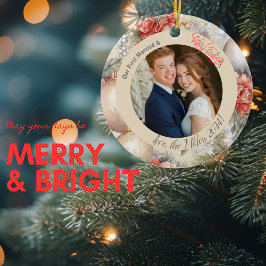 Elegantes Erstes Verheiratetes Foto Keramik Ornament