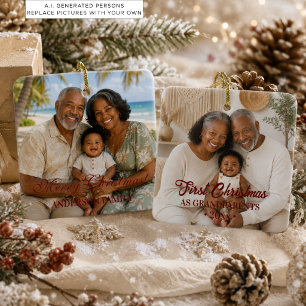 Elegantes erstes Weihnachten als Großeltern 2 Foto Keramikornament
