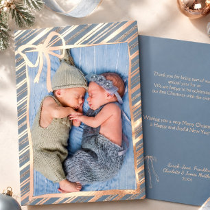 Elegantes erstes Weihnachten des Babys Streifen & Folien Feiertagskarte