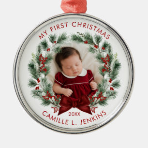 Elegantes erstes Weihnachten für Babys - personali Ornament Aus Metall