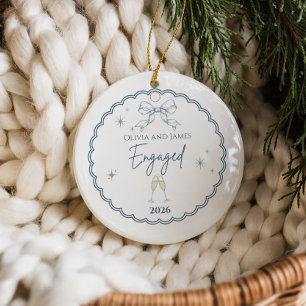 Elegantes erstes Weihnachten verlobt Keramik Ornament