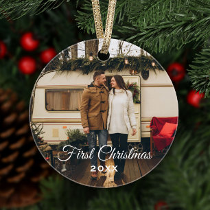 Elegantes erstes Weihnachtsfoto-Andenken Ornament