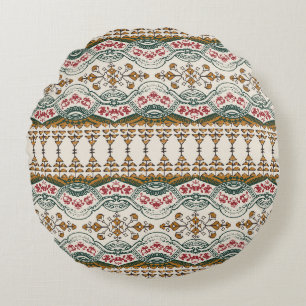Elegantes ethnisches florales Boho-Design Rundes Kissen