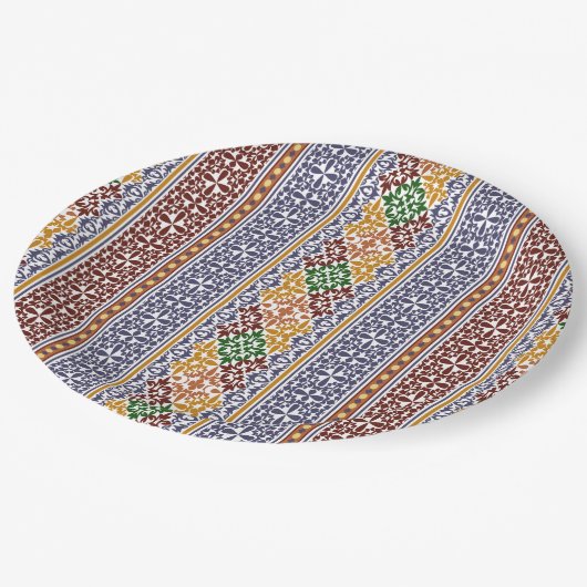 elegantes ethnisches Muster Pappteller (Schrägansicht)