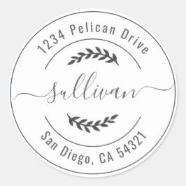 Elegantes Etikett für die Rücksendeadresse für das Runder Aufkleber