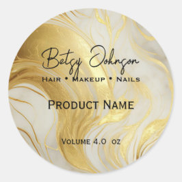 Elegantes Etikett für Elfenbein- und Goldmarmor-Pr Runder Aufkleber