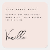 Elegantes Etikett für rosa Kerzen Quadratischer Aufkleber (Vorderseite)