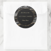 Elegantes Etikett für schwarze und goldene Marmork Runder Aufkleber (Tasche)