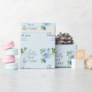 Elegantes Etwas Blaues Florales Hochzeitsdusche-Ge Geschenkpapier