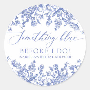 Elegantes Etwas Blaues vor meiner Bridal Shower Runder Aufkleber