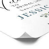 Elegantes Eucalyptus Blue Rose Brautparty Poster (Ecke)