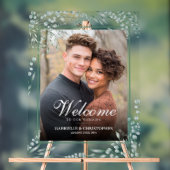 Elegantes Eucalyptus Foliage Wedding Welcome Foto Acrylschild (Neutral)