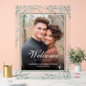 Elegantes Eucalyptus Foliage Wedding Welcome Foto Acrylschild (Hochzeit)